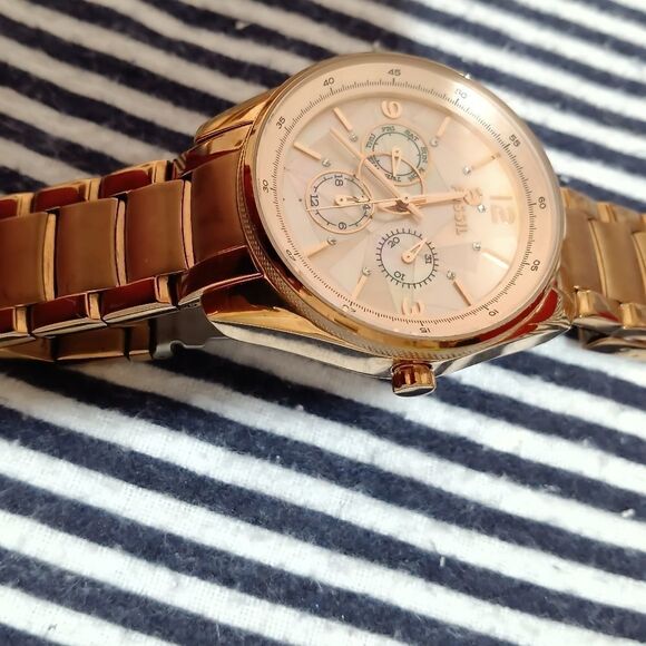 Fossil BQ 1681 Rose Gold stainless swarovski crystal prism dial watch